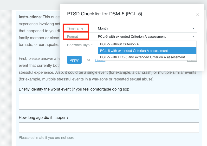 New PTSD Checklist For DSM-5 (PCL-5) Calculated Form